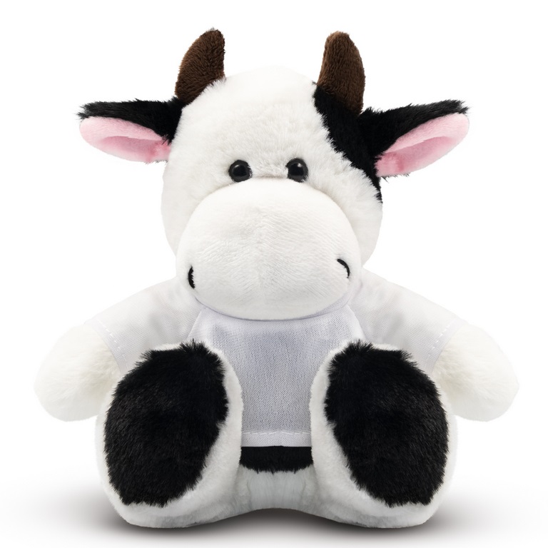 Pluszowa krówka z białą koszulką do nadruku